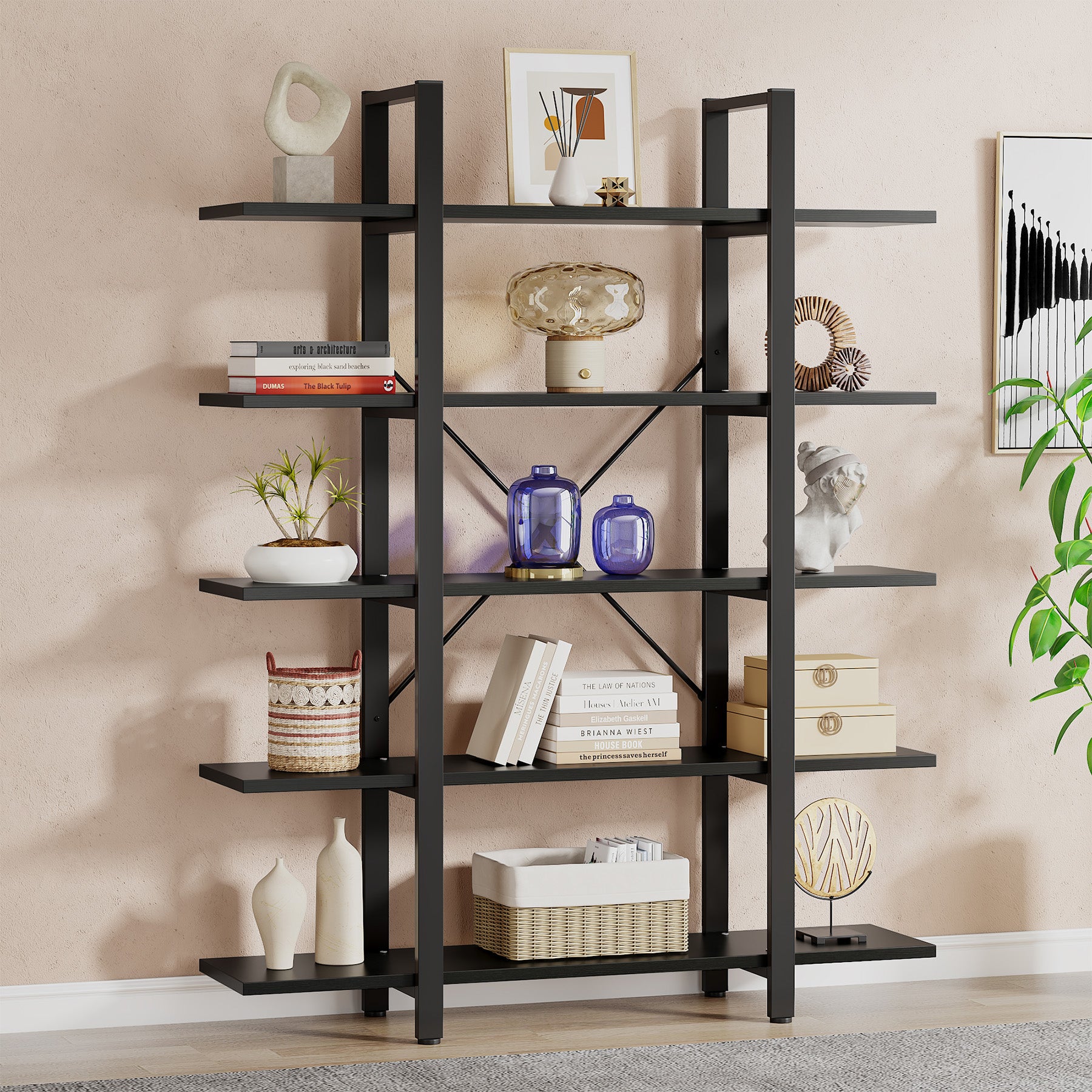 5-Tier Bookshelf Industrial Bookcase